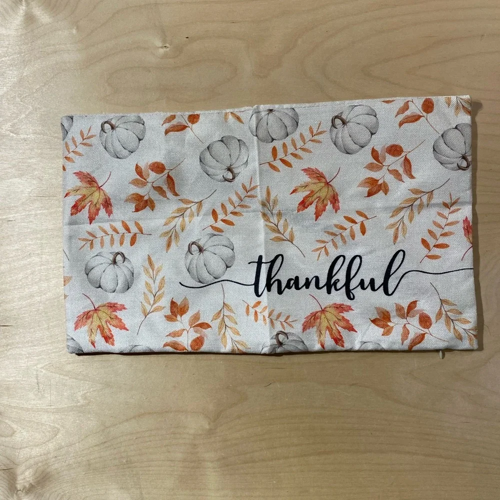 Thankful Autumn Themed Pillow Cover (FC)